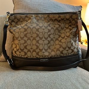 Coach Park Signature Hobo Shoulder Bag Handbag Purse Cloth Khaki M1392-F23279